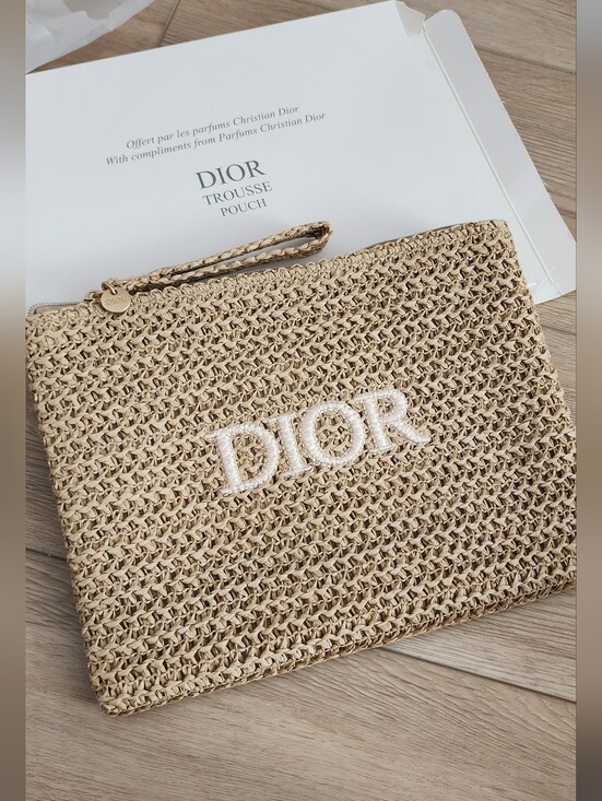 Dior Handbags - NEW Christian Dior Raffia Woven Straw Cosmetic Pouch Clutch Bag New With Box